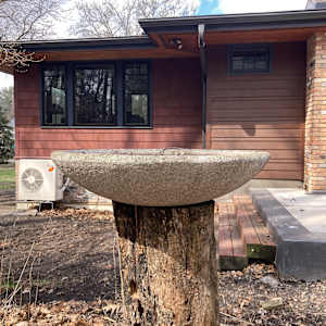 Large low stone garden bowl 