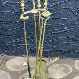 Brass fireplace tool set 