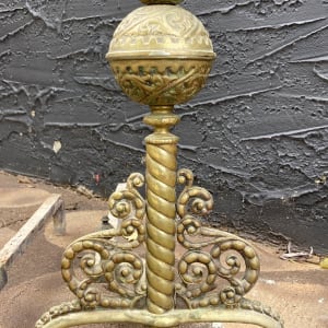 Ornate brass fireplace andirons 