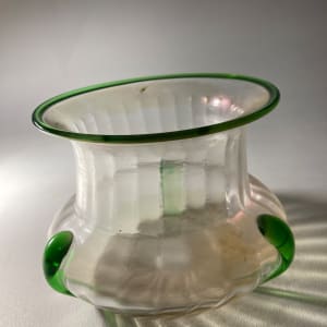 Art Nouveau Loetz art glass bowl with green applied decoration 
