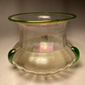 Art Nouveau Loetz art glass bowl with green applied decoration 