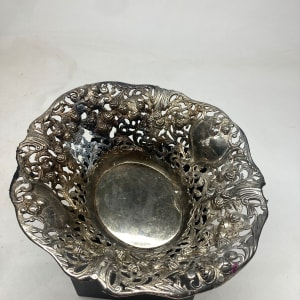 Silver plate pierced bowl 