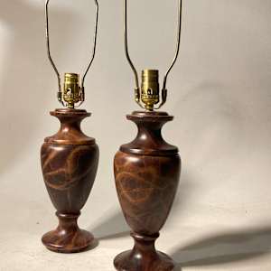 pair of 12 "brown marble lamps 