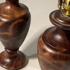 pair of 12 "brown marble lamps 