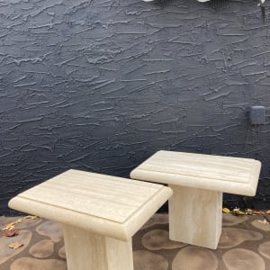 Ello Italian travertine marble side tables 
