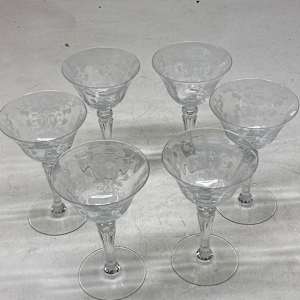 Set of 6 Tiffin Flanders cocktail glasses 