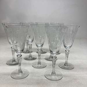 Set of 10 Tiffin Flanders water glasses 