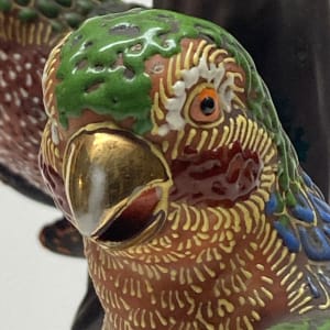 Moriage parrot pottery lamp 