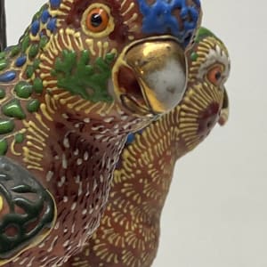 Moriage parrot pottery lamp 