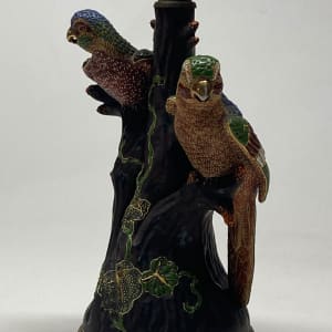 Moriage parrot pottery lamp 