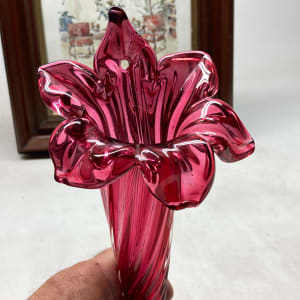 hand blown Ruby floral wall mounted bud vase