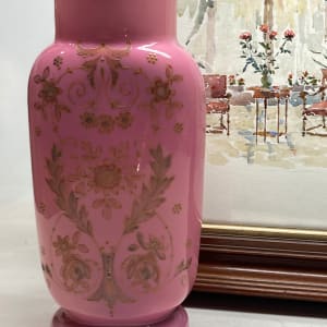 Tall pink Bristol glass vase 