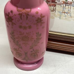 Tall pink Bristol glass vase