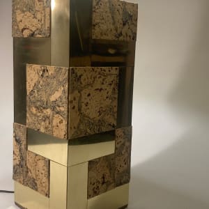 Brass and cork table lamp "city scape" style 