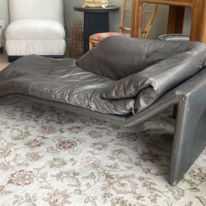 Pewter leather chaise lounge 