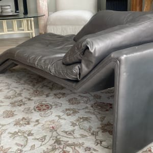 Pewter leather chaise lounge 