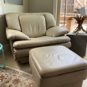 Softline Italian leather chair and ottoman 