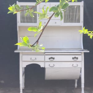 Painted white country hutch