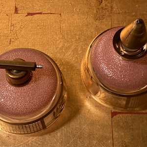 Pair of pink perfume bottles 