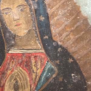 Framed RETABLO of Mary on tin circa 18th century 