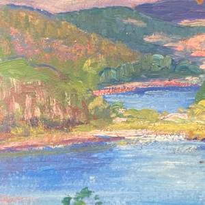 Carl G.T. Olson original painting on board fall lake landscape #6 