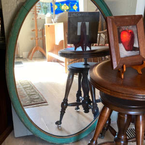 Painted oval vintage mirror 