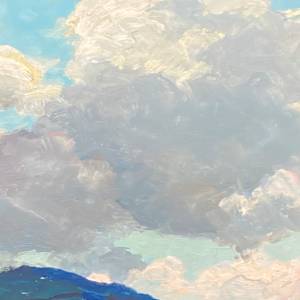 Carl G.T. Olson original painting on board clouds and mountain  #26 
