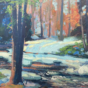 Carl G.T. Olson original painting on board snowy path  #32 