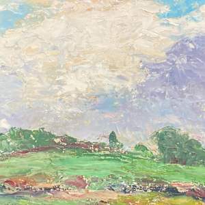 Carl G. T. Olson original painting on board landscape with knife work #40 