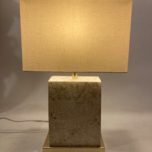 Travertine block table lamp 