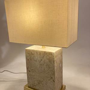 Travertine block table lamp 