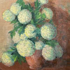 Carl G. T. Olson original painting on canvas still life with hydrangeas #42, Image 1.