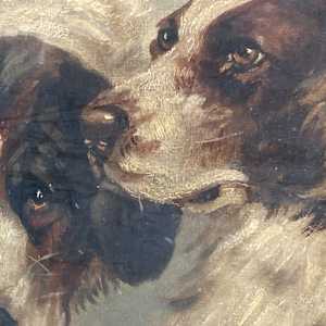 Framed original painting of dogs on board ~ Edward Barnard Lintott 