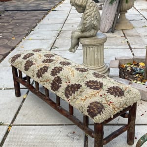 Old Hickory style upholstered bench 