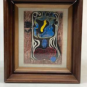 Framed "Hot Potato" hand colored woodblock by James Quentin Young