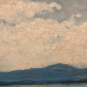 Carl G. T. Olson original painting on board clouds water and sky  #60 