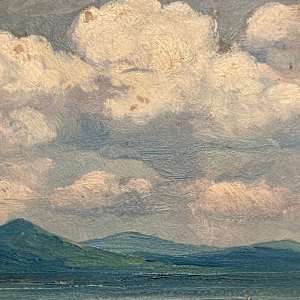 Carl G. T. Olson original painting on board clouds water and sky  #61 