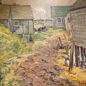 Carl G. T. Olson original painting on board Nantucket buildings  #75 