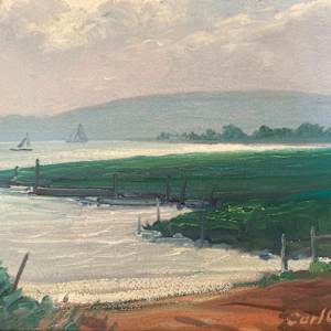 Carl G. T. Olson original painting on board summer coastal scene #80 