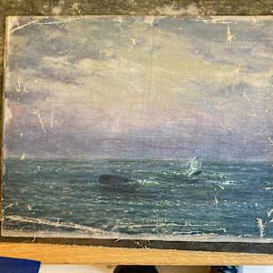 Peter Roos original painting on canvas whale in water  #84 