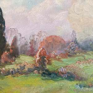 Carl G. T. Olson  original painting on board spring landscape #102 