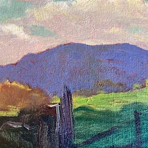 Carl G. T. Olson  original painting on board landscape with purple mountain #101 