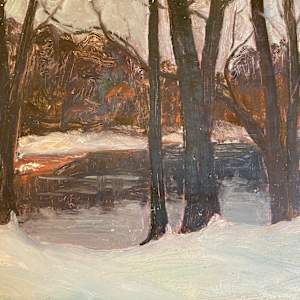 Carl G. T. Olson  original painting on board winter landscape #98 