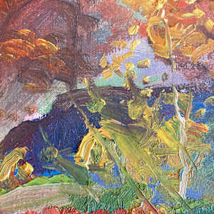 Carl G. T. Olson  original painting on board Fall leaves  #94 