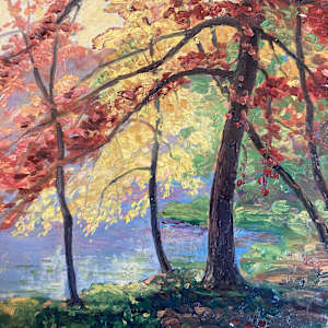 Carl G. T. Olson  original painting on board Fall leaves  #93 