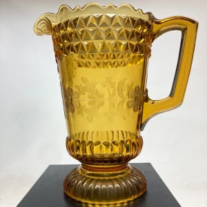pressed glass amber pitcher
