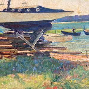 Carl G. T. Olson  original painting on board boats in water #89 