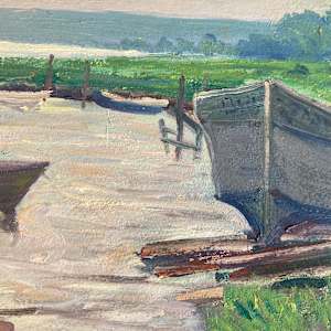 Carl G. T. Olson  original painting on board boats in water #88 