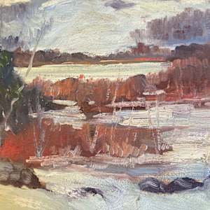 Carl G. T. Olson  original painting on board winter landscape #106 