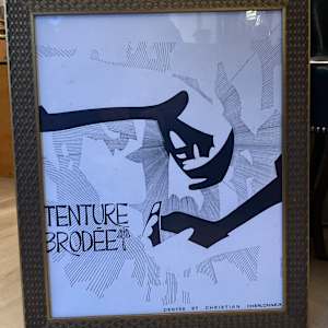 Vintage Tenture Brodée black and white French poster (embroidered hanging) 